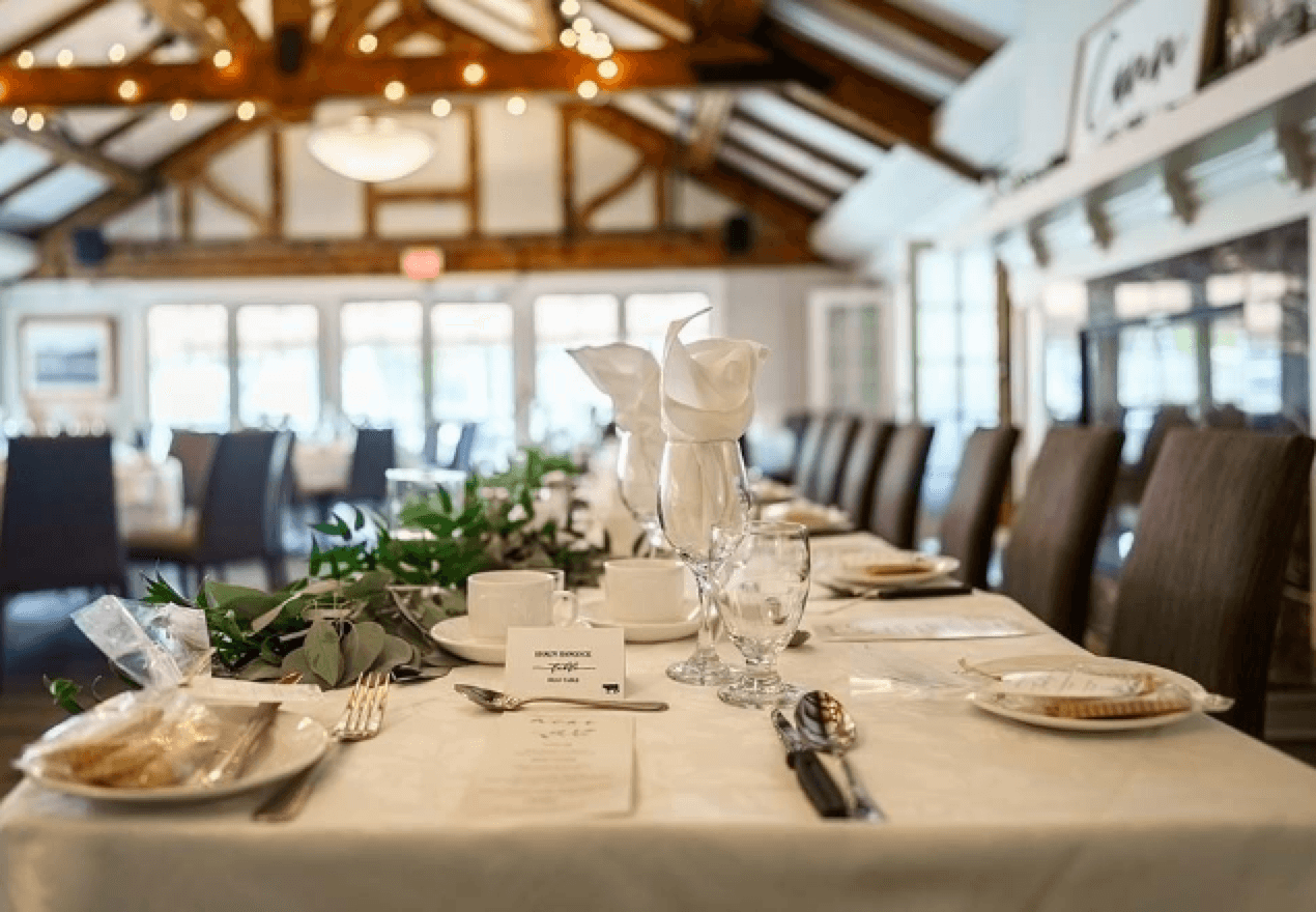 Private banquet table set at The Oakville Club